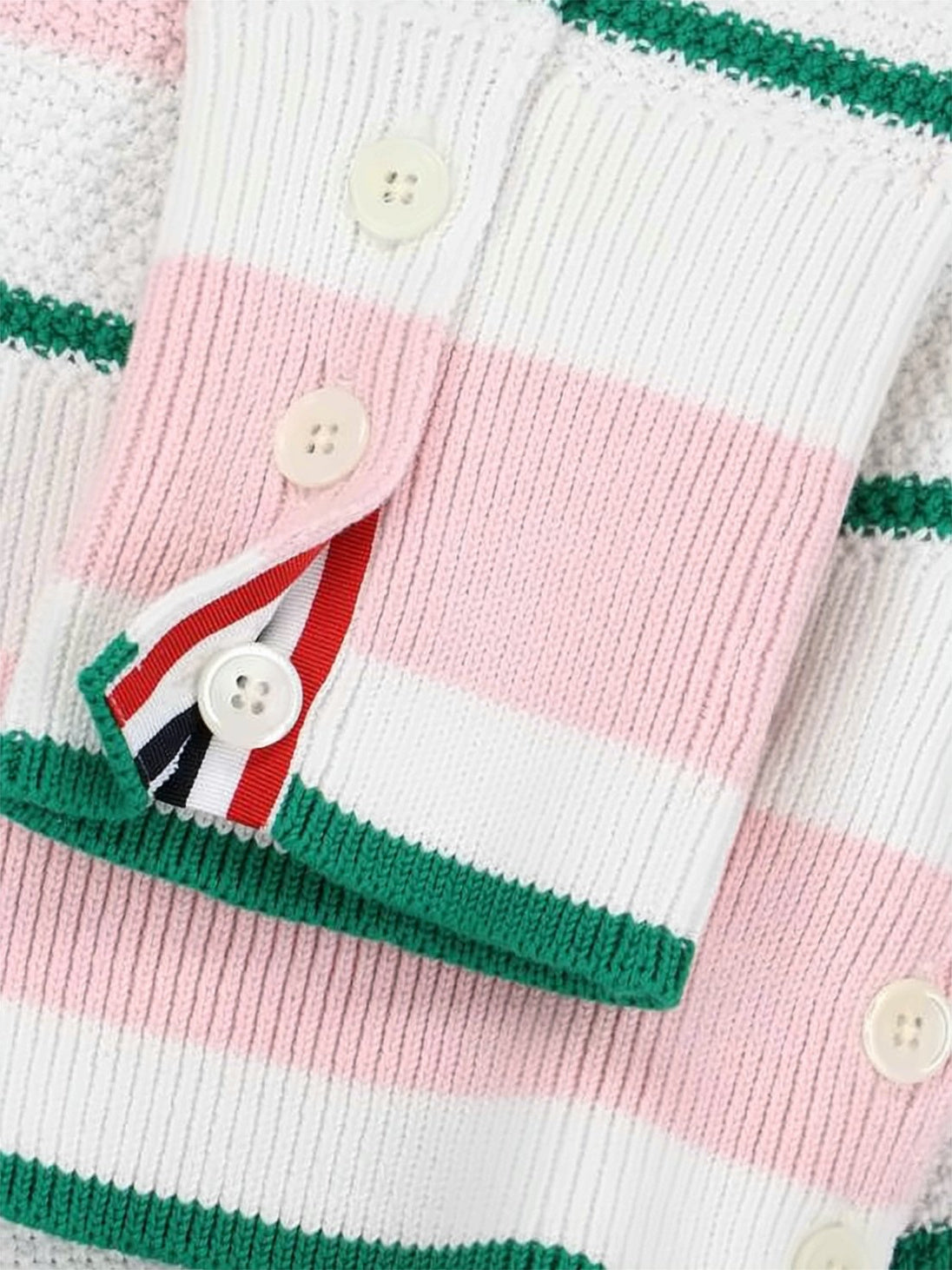 Thom Browne Deep V-Neck Cardigan With Horizontal Stripe Detail