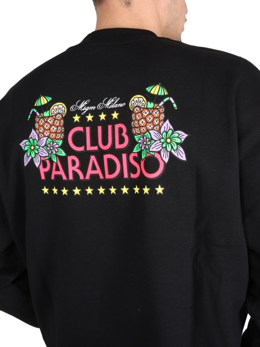 Black Sweatshirt With Front And Back Logo Print