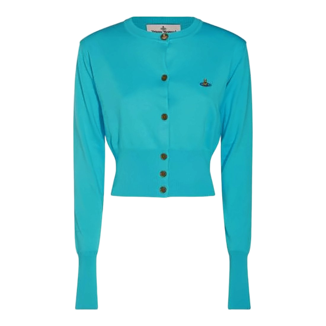 Fitted Turquoise Cashmere Blend Cardigan with Exclusive Embroidery