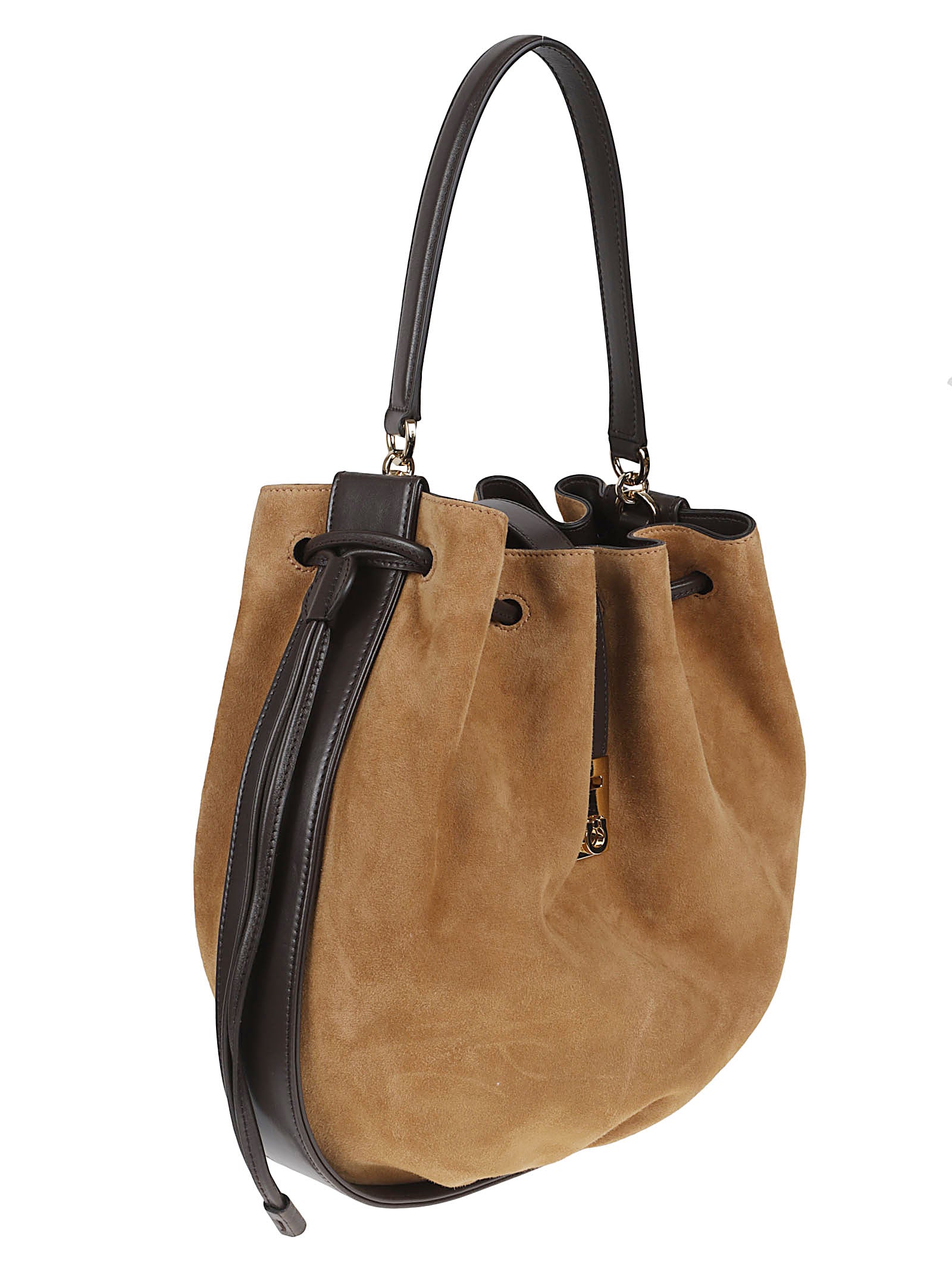 Suede Bucket Bag with Crocodile-Effect Print and Dual Carry Options
