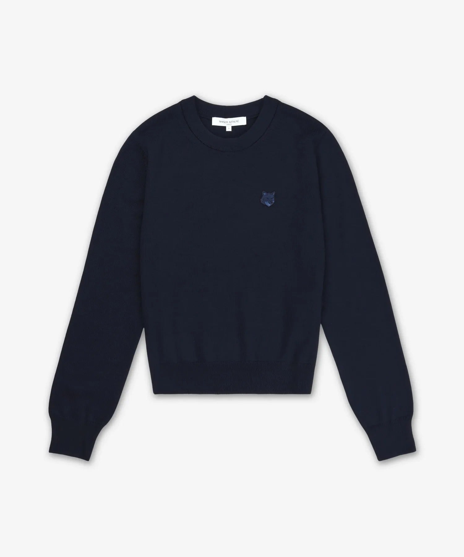 Long-Sleeve Black Wool Sweater With Embroidered Detail