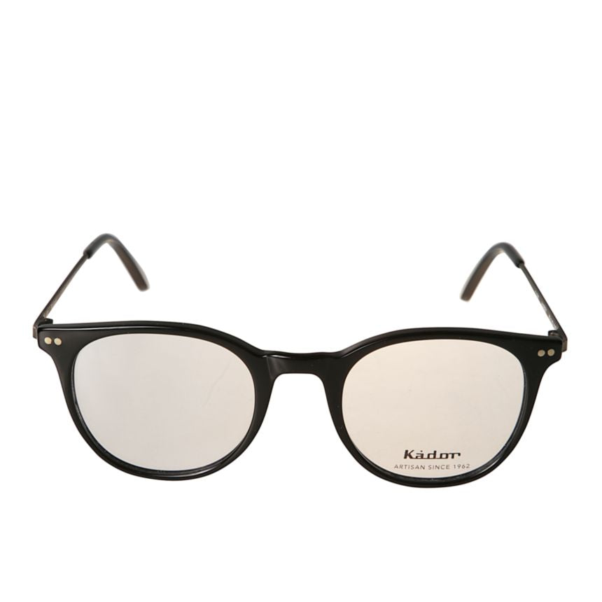 Harry Classic Round Frame Eyeglasses with Textured Metal Temples