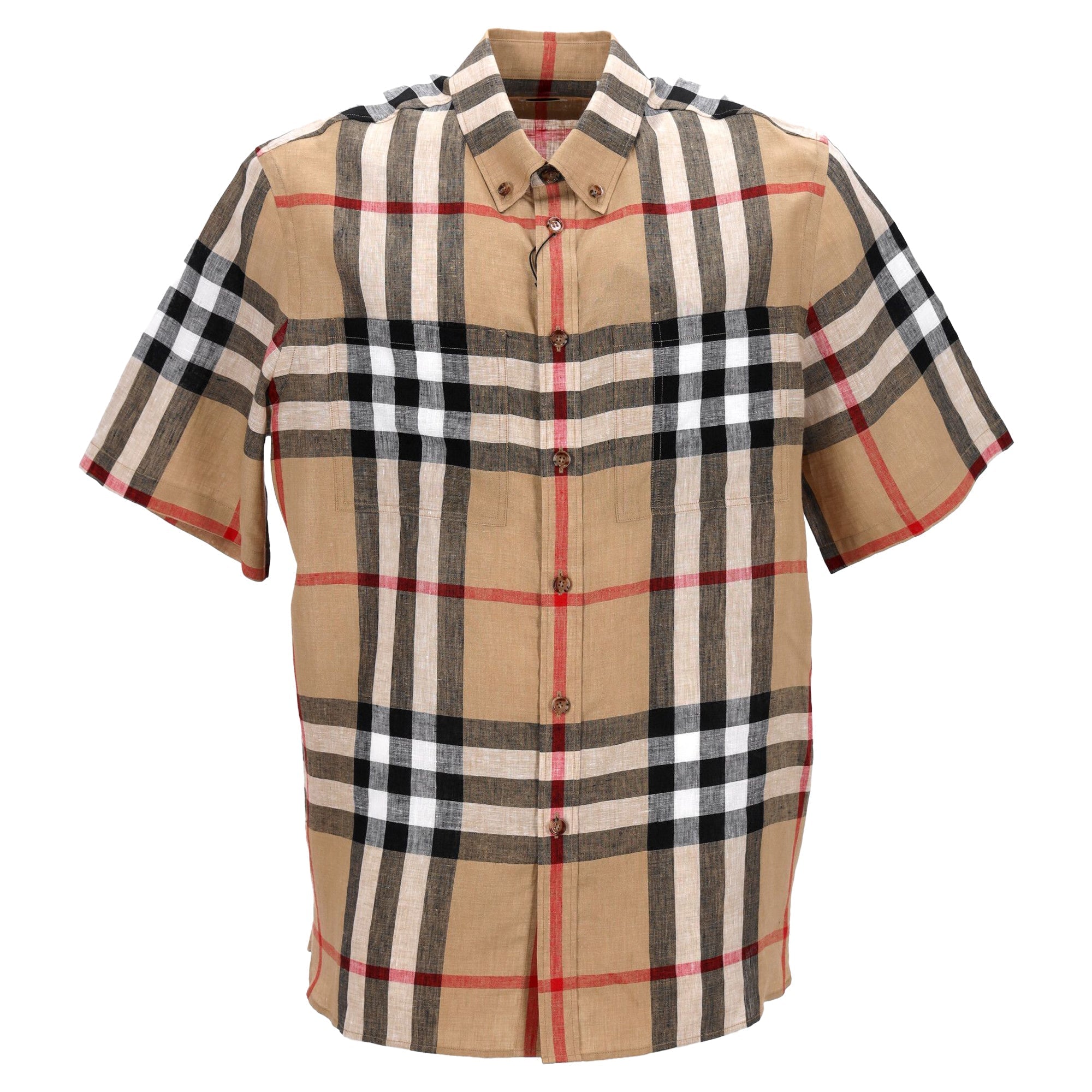 Short-Sleeved Checked Shirt With Chest Pockets