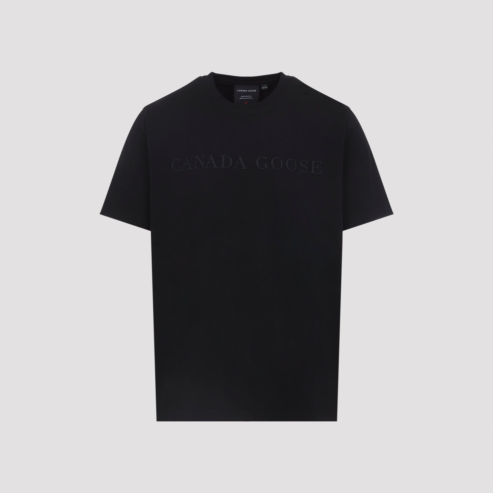 Short-Sleeve Black T-Shirt with Embossed Detail
