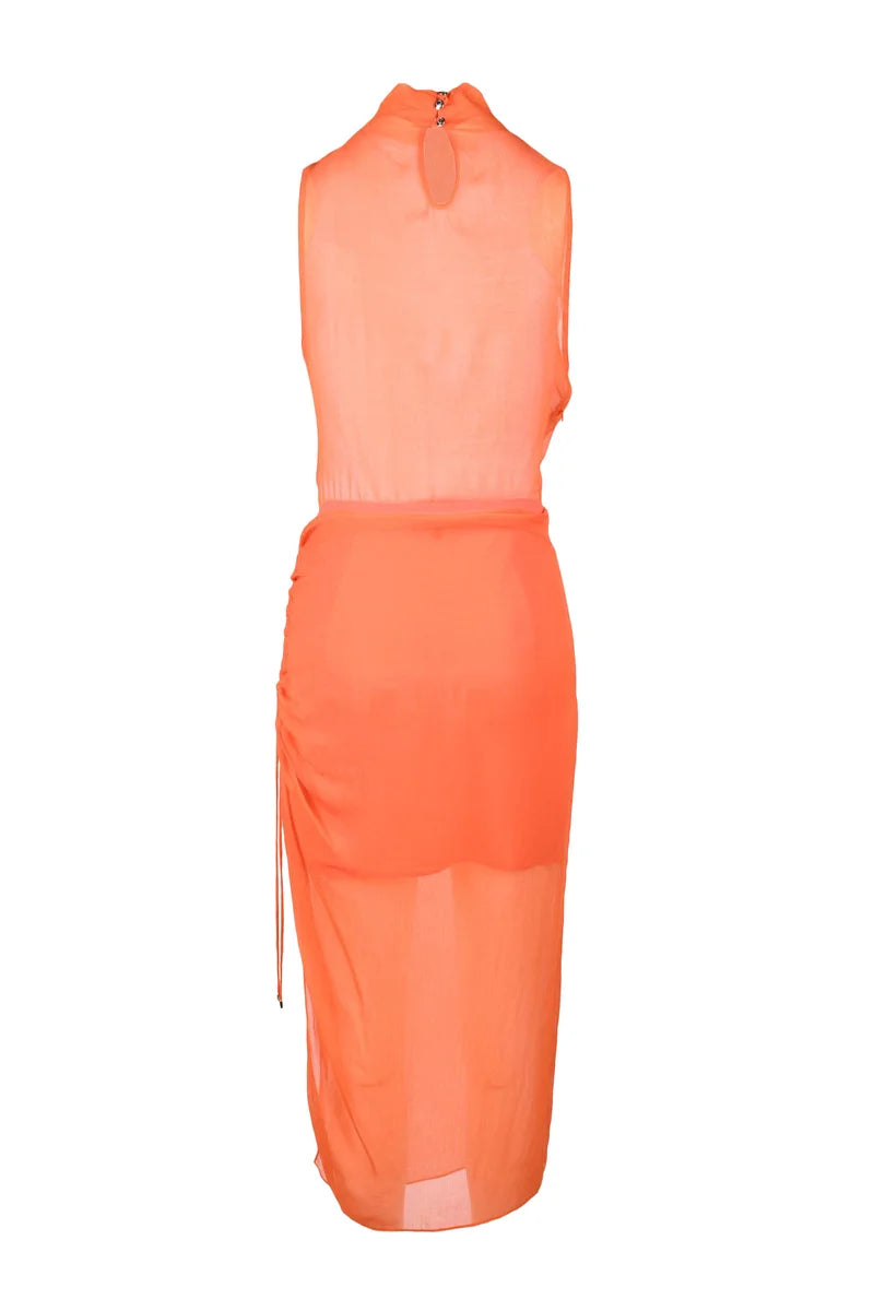 Long Viscose Dress - Orange