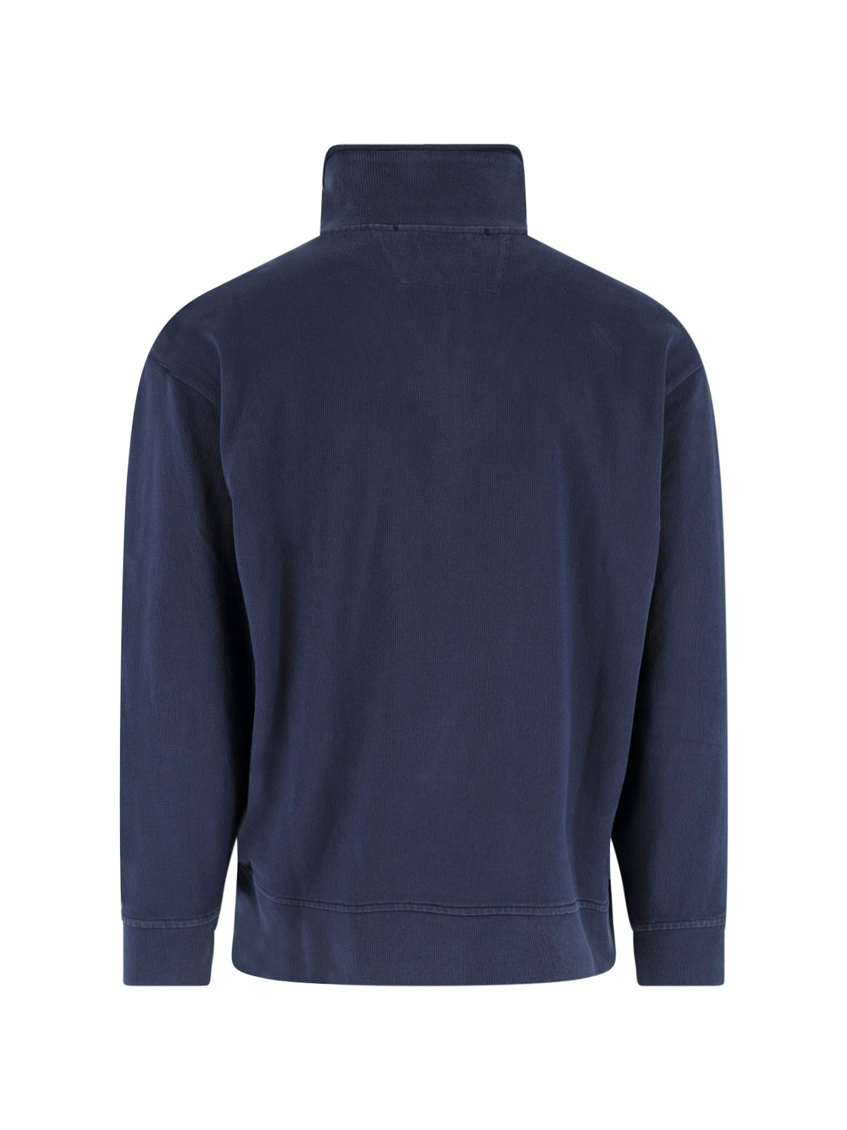 Blue High-Collar Half-Zip Cotton Sweatshirt