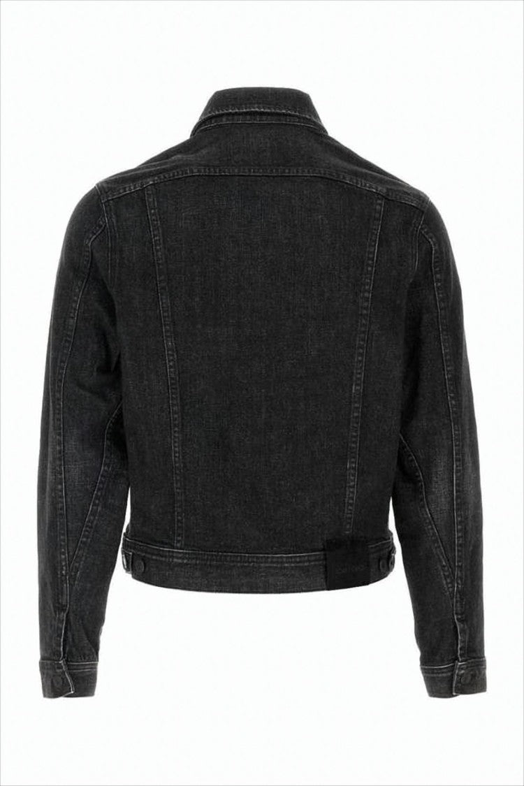Cropped Denim Jacket with Classic Collar