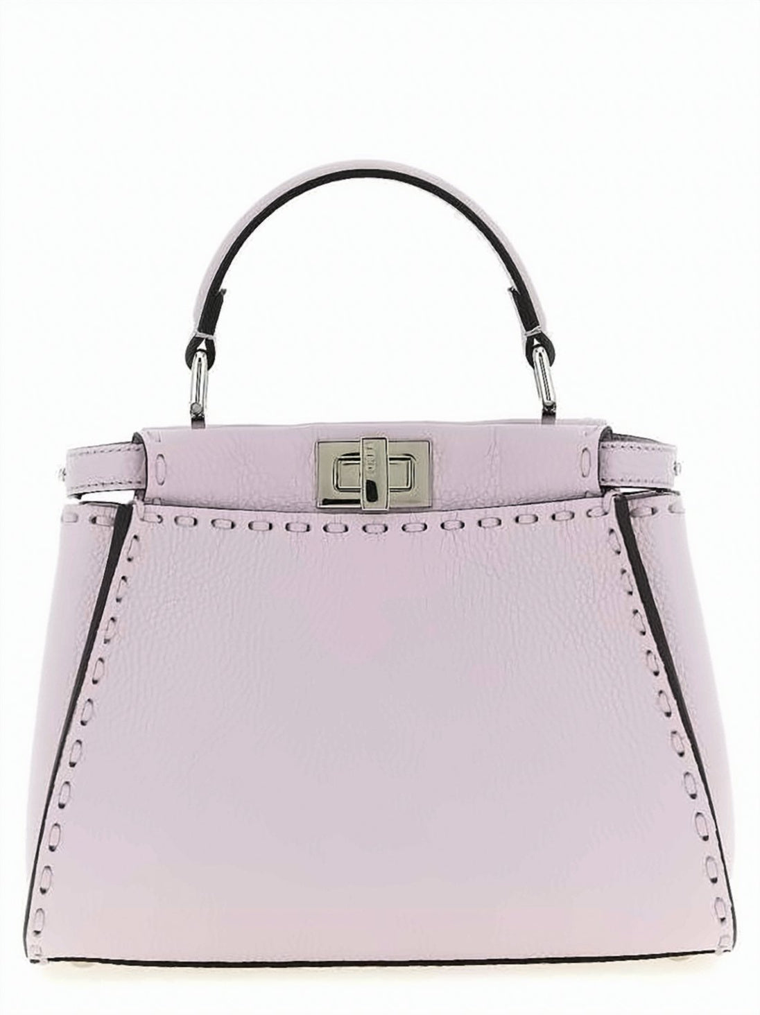 Structured Mini Handbag In Soft Lavender Pebbled Leather