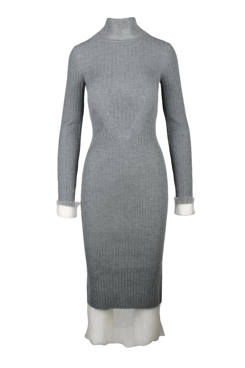Long Knit Dress - Grey