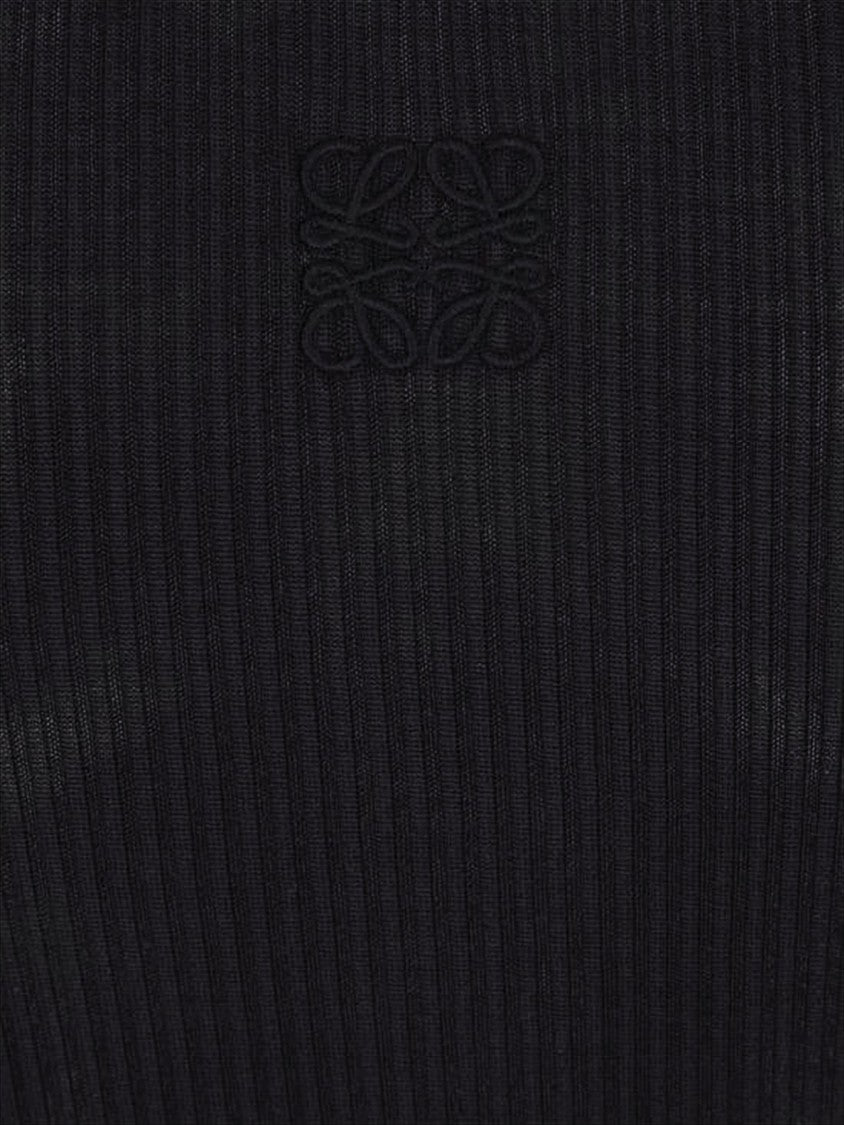 Silk Ribbed Tank Top with Tonal Embroidery