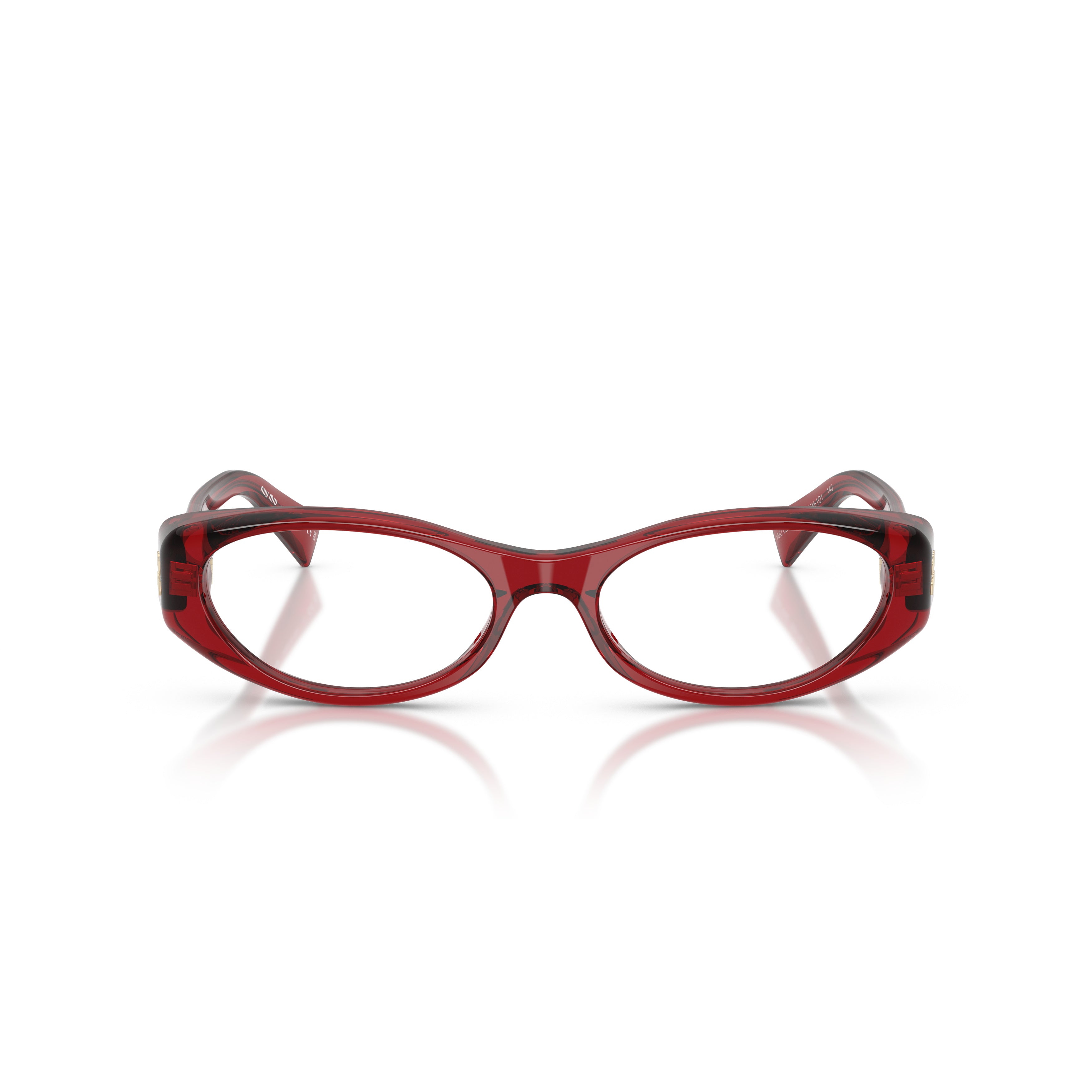 0mu 03zv Translucent Red Acetate Oval Frame Sunglasses