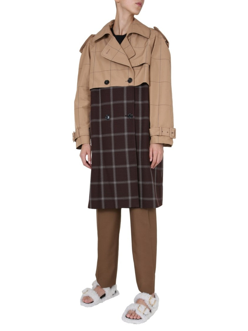 Double-Breasted Trench Coat With Two-Tone Design