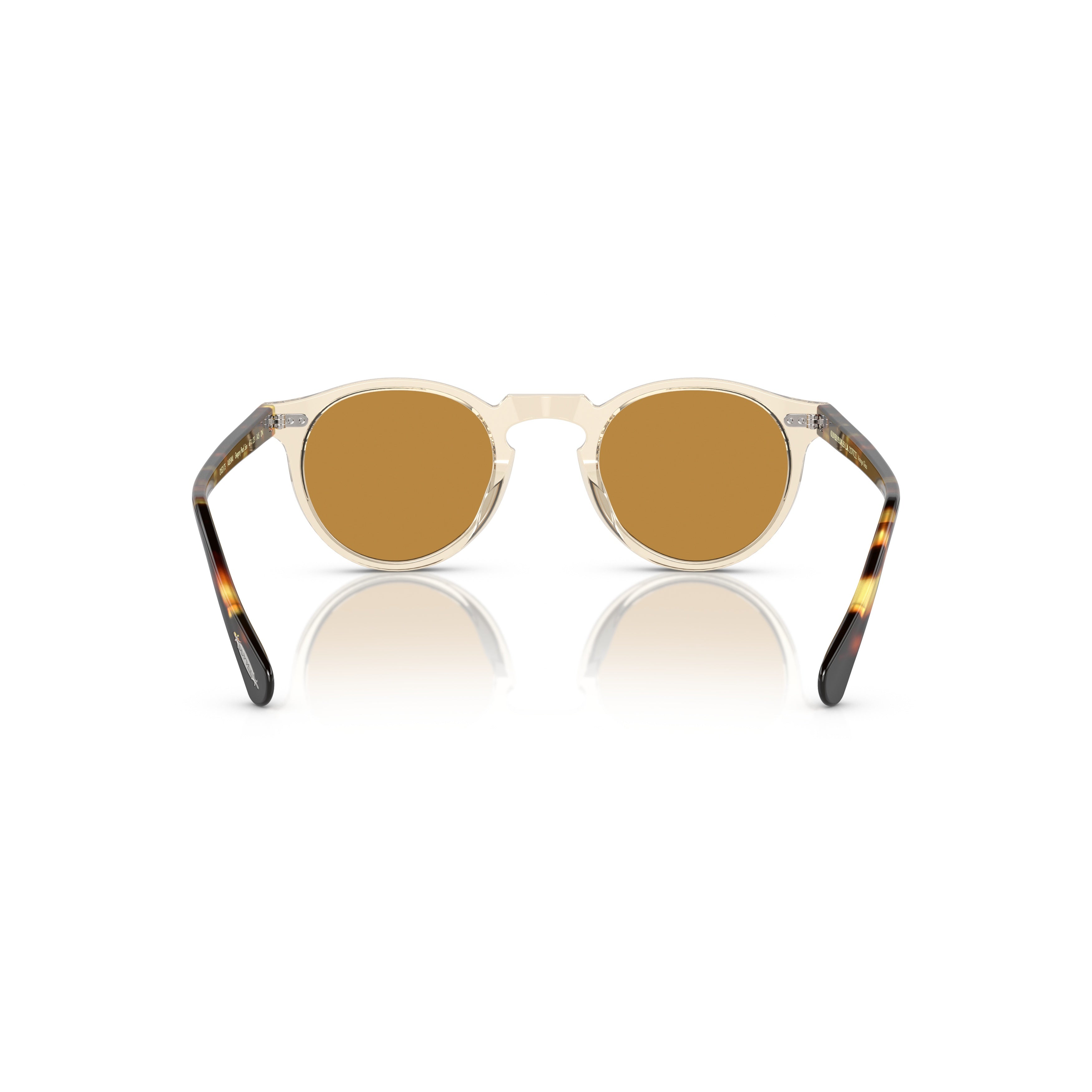 0ov5217s Round Acetate Sunglasses with Tortoiseshell Temples