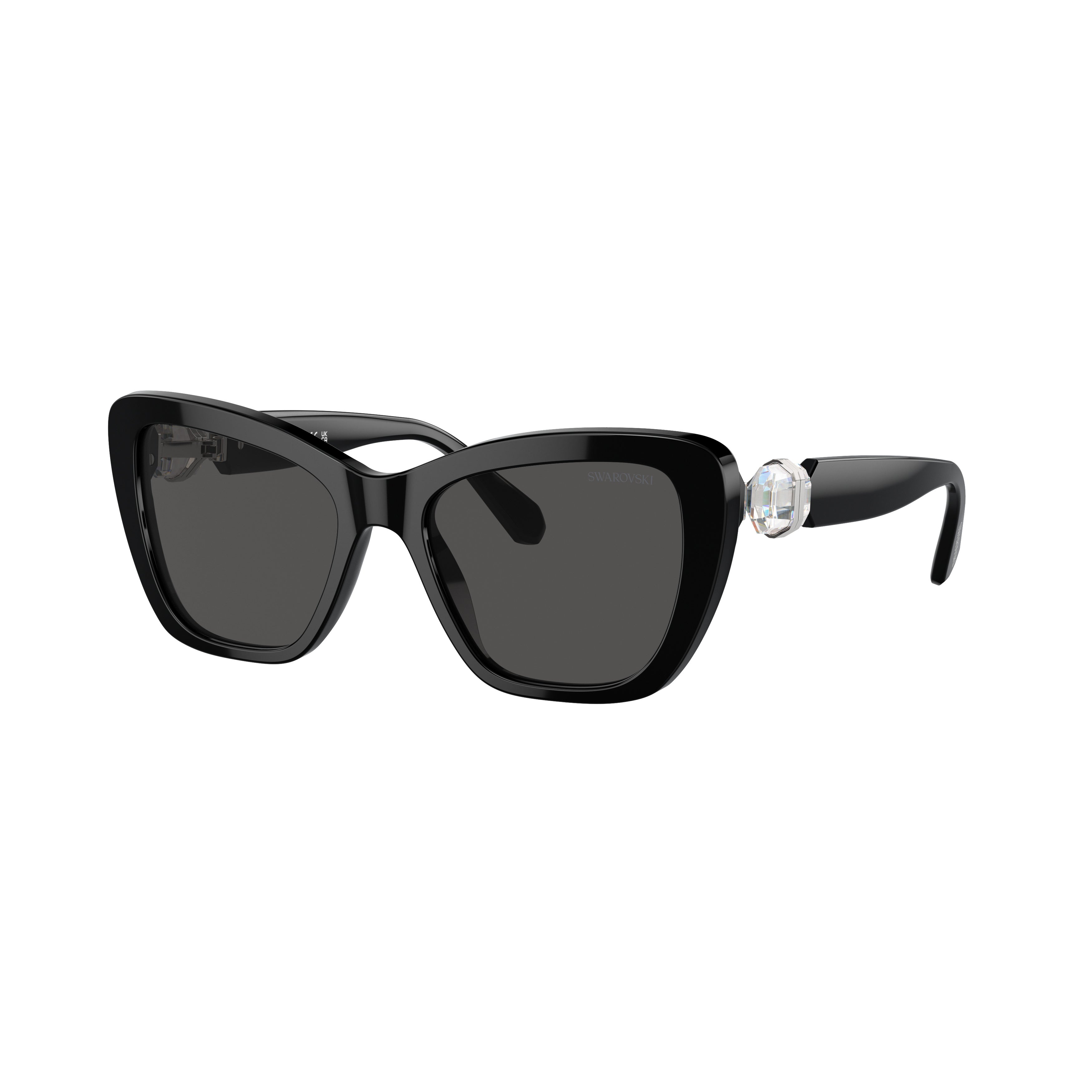 0Sk6018 Oversized Black Cat-Eye Sunglasses with Crystal Embellishments