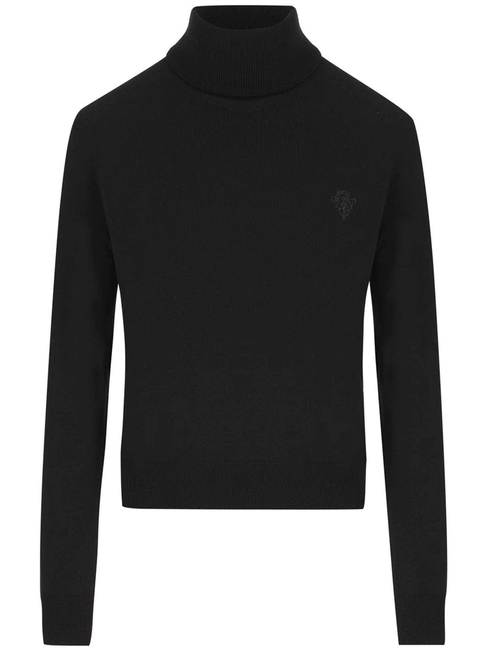 Black High Kn Fitted Mock Neck Top