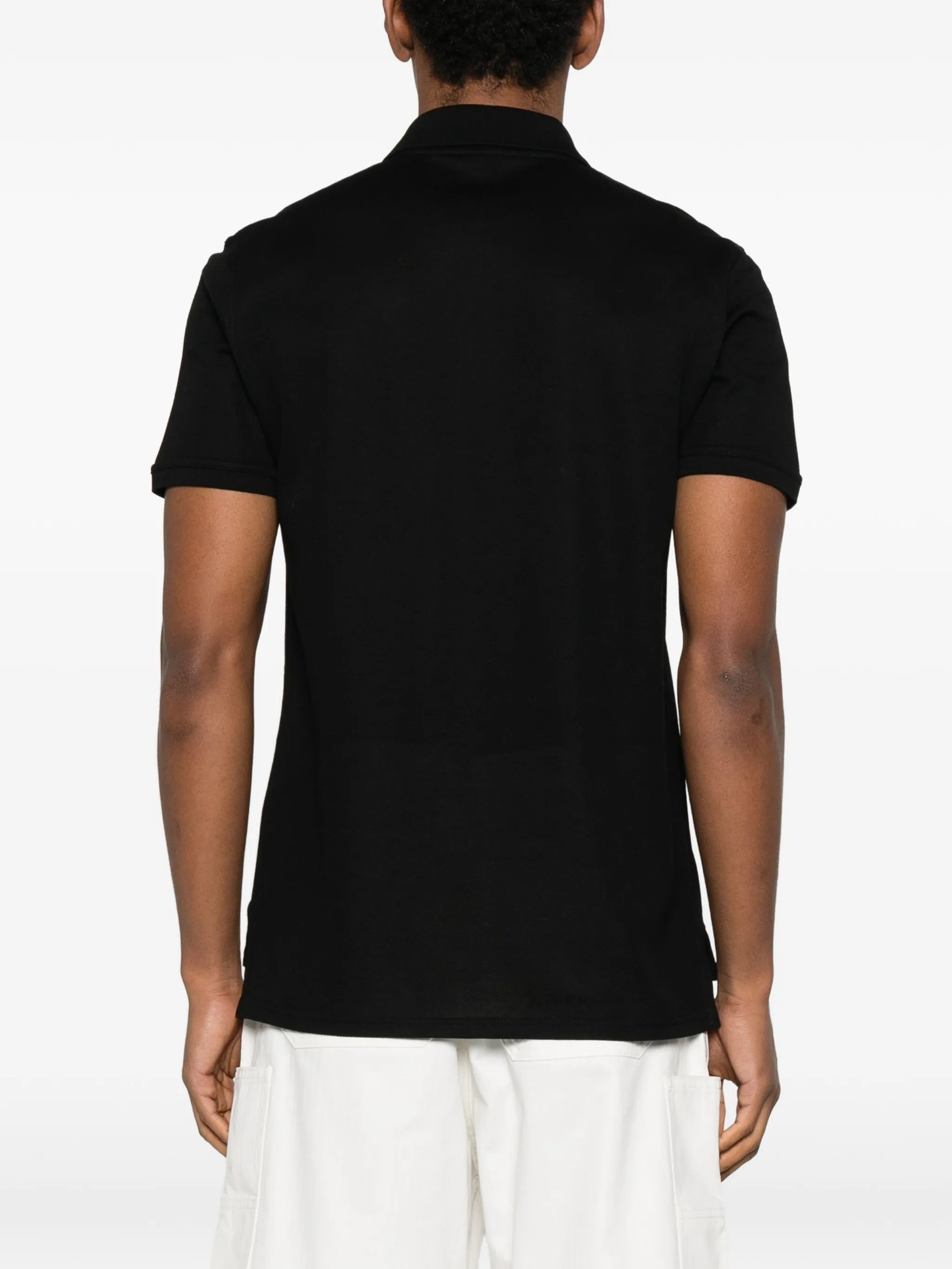 Regular Fit Black Cotton Logo Polo