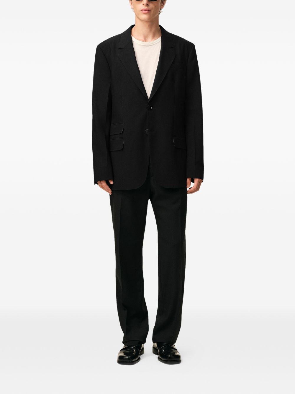 Classic Tailored Black Blazer With Horn Buttons