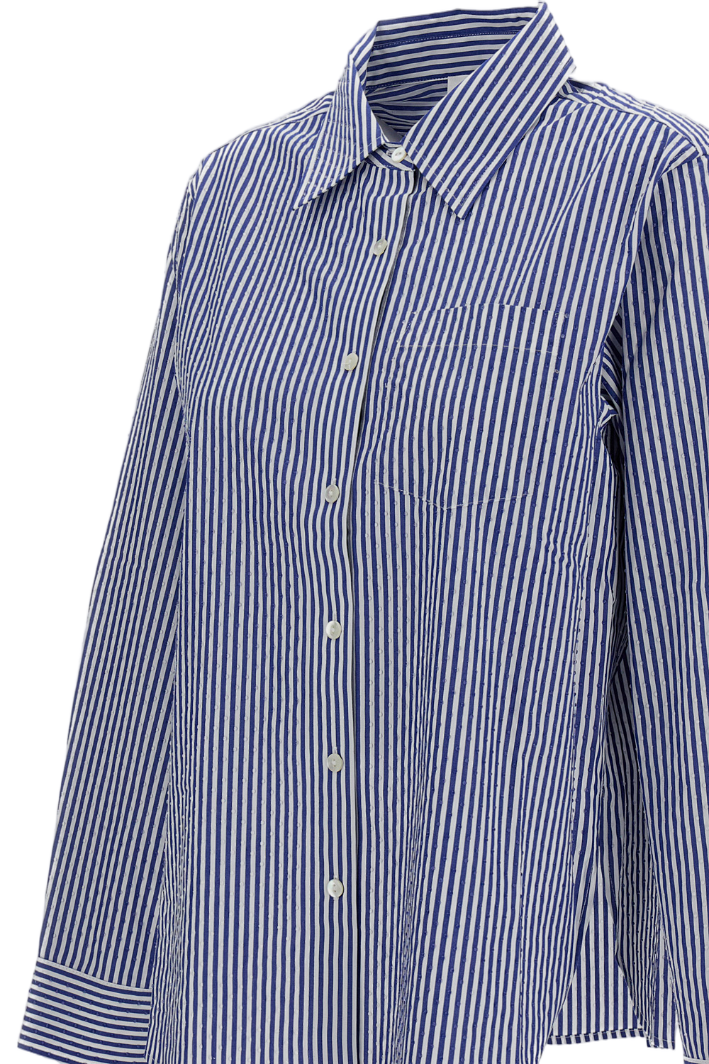 Blue and White Striped Cotton Shirt