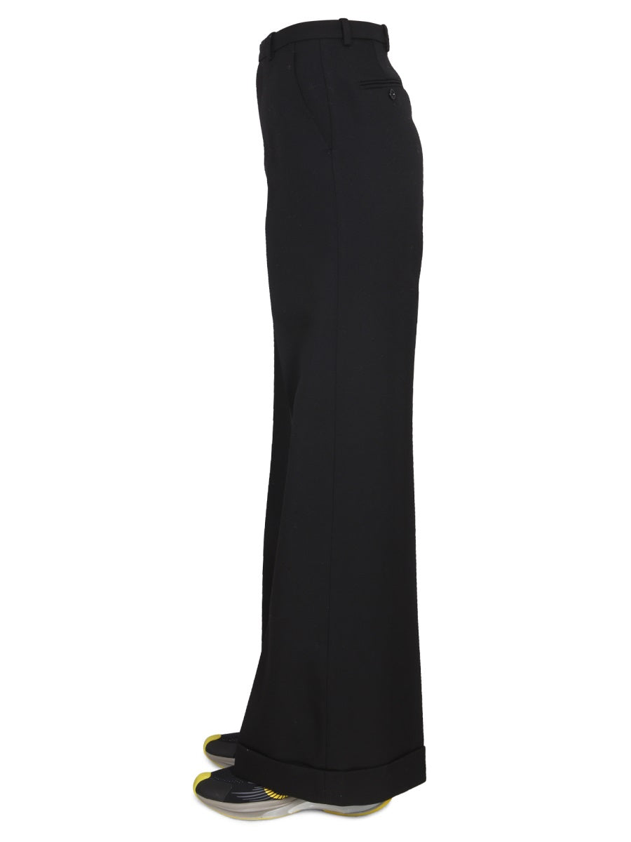 Tailored Wool Pants with Hook and Zipper Closure