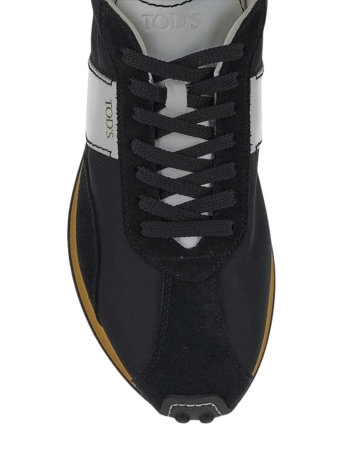 Black Sneakers with Suede and Fabric Accents