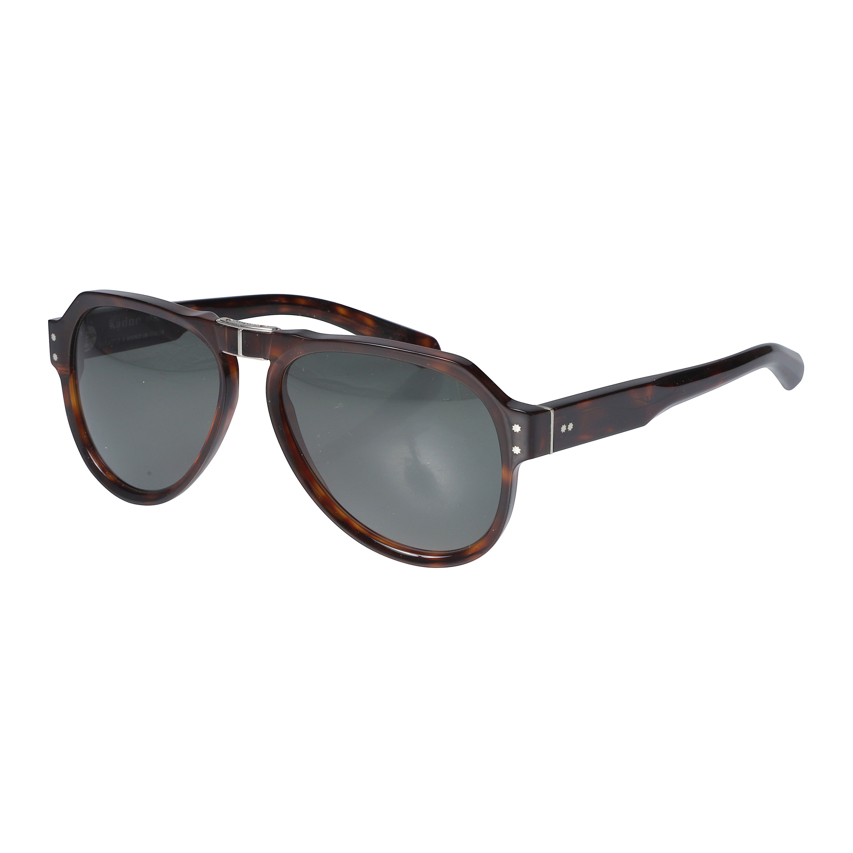 Pilot Flag/N Aviator-Inspired Tortiose Shell Sunglasses with Metallic Accents