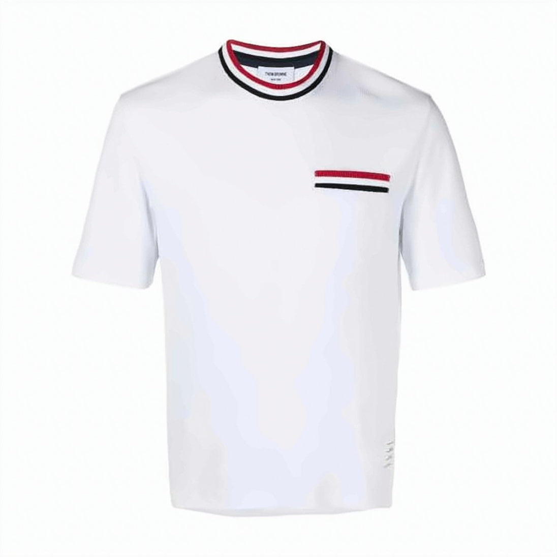 Pointelle Cotton T-Shirt with Striped Accents
