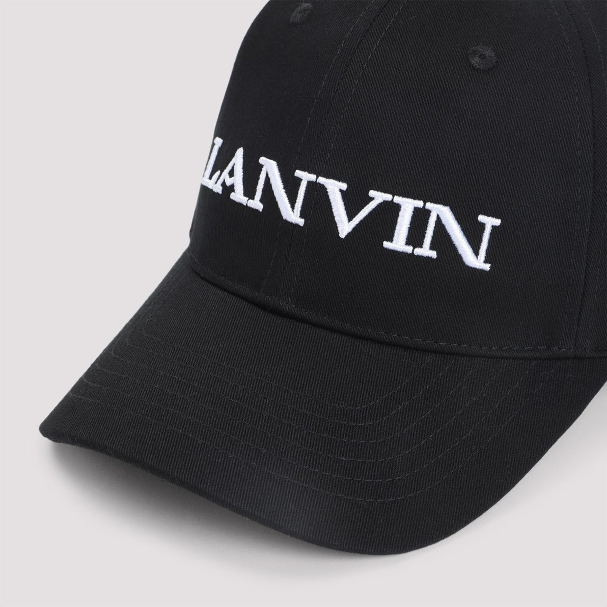 Structured Black Cotton Cap With Embroidered Logo