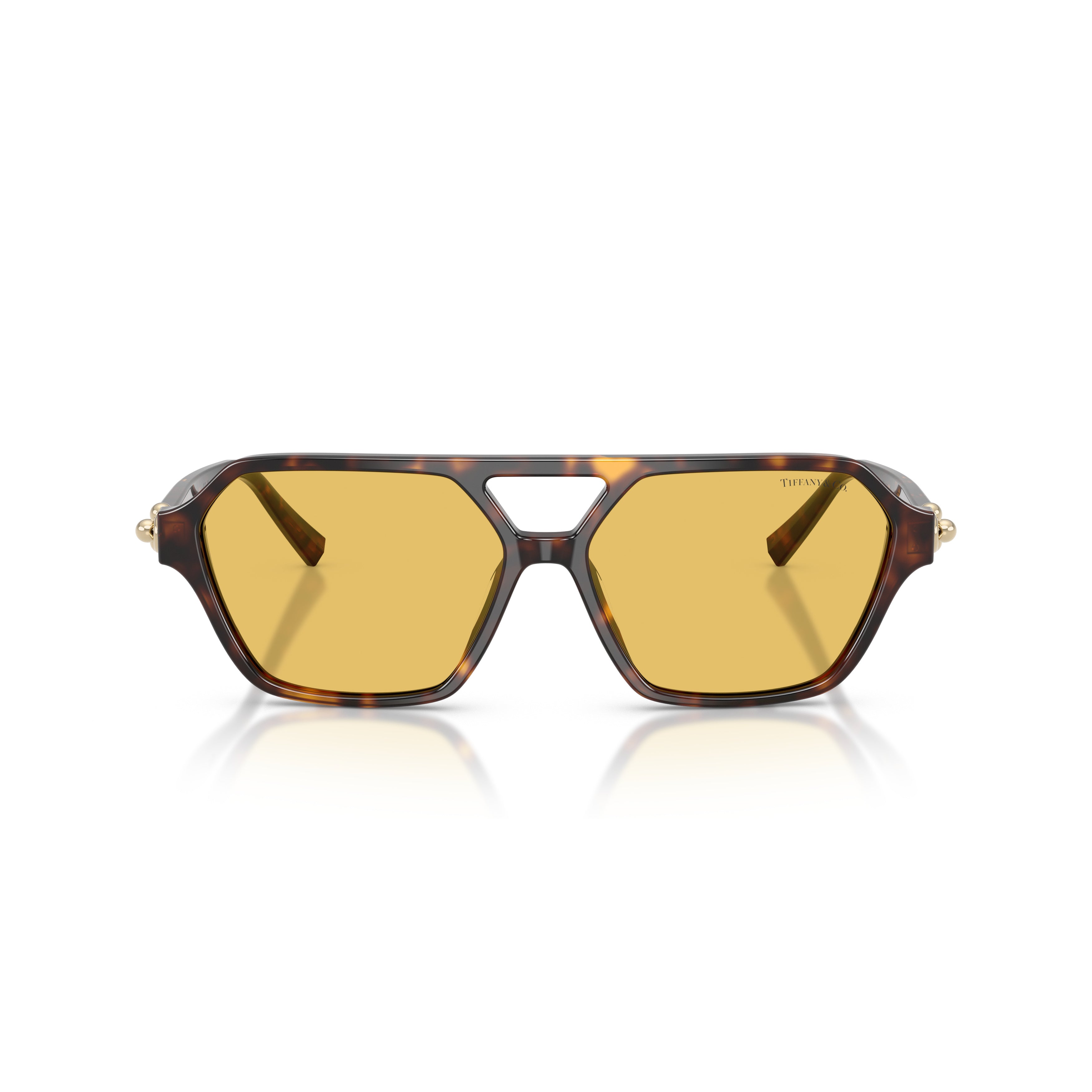 Geometric Tortoiseshell Sunglasses With Amber Lenses
