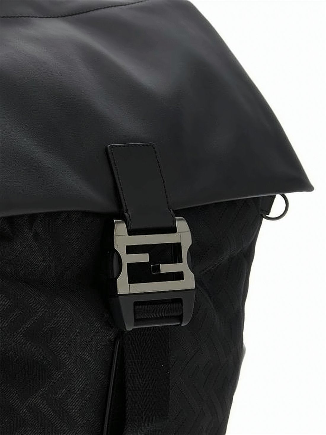 Structured Black Backpack with Monogram Patterns