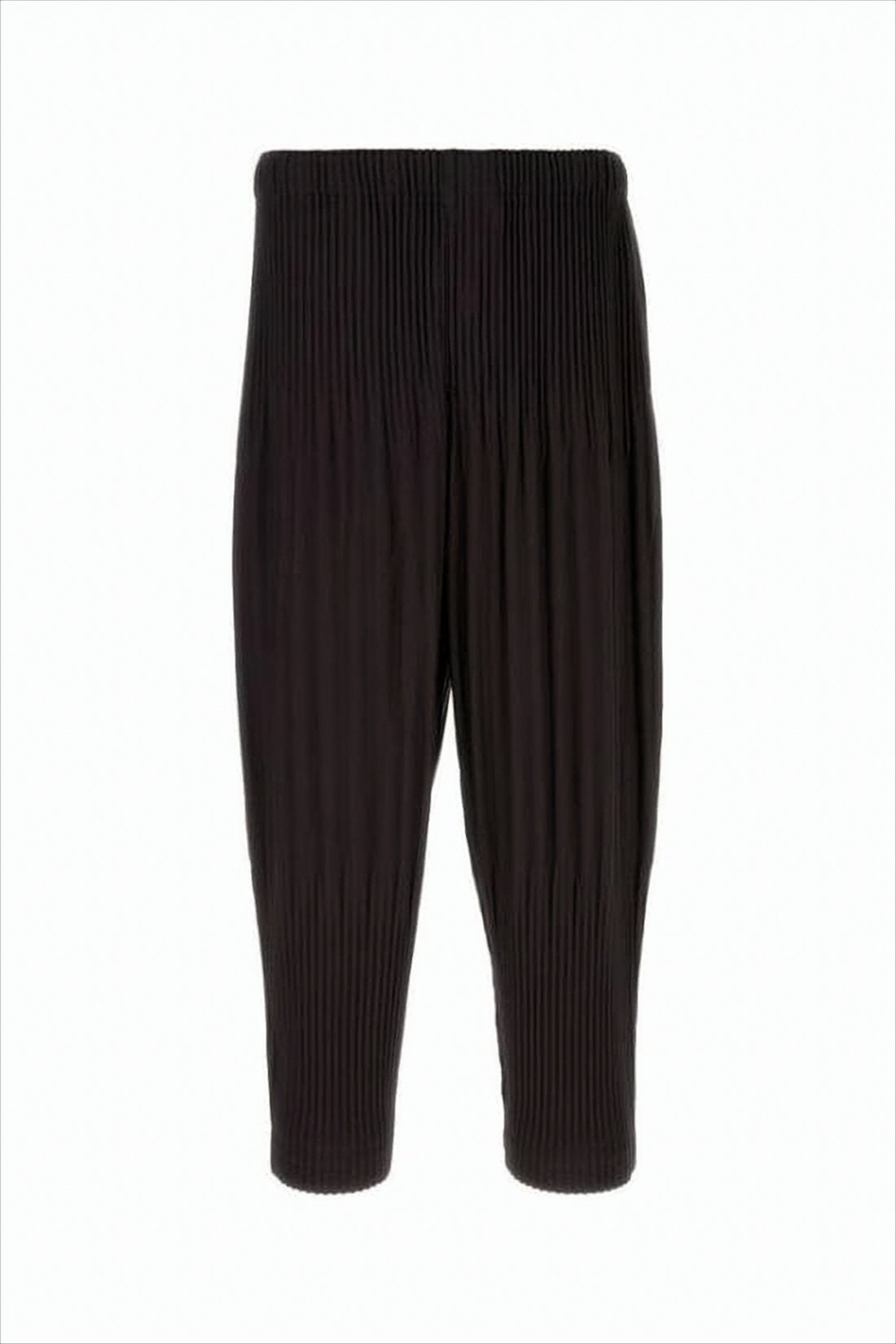 Cropped Black Pleated Jogger Pants with Elastic Waistband