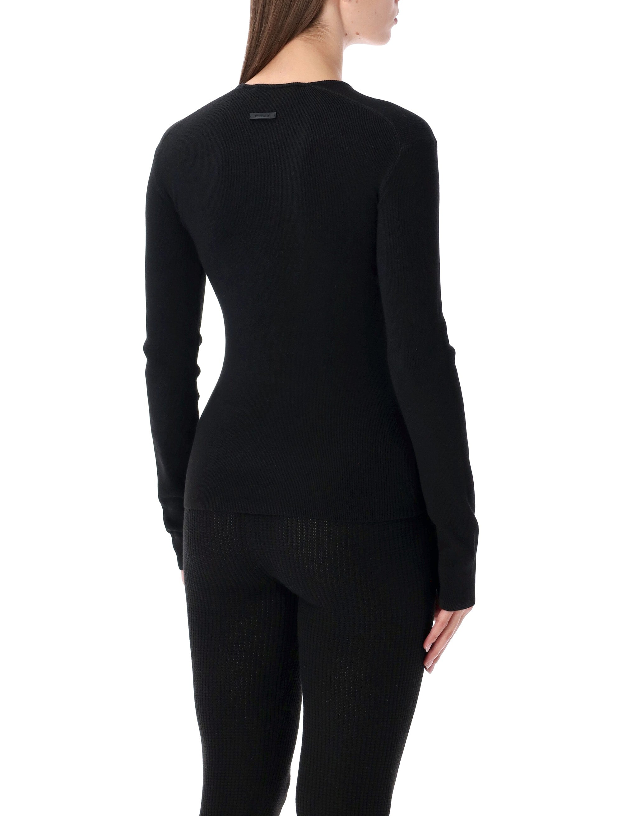 Form-Fitting Rib Knit Long Sleeve Top