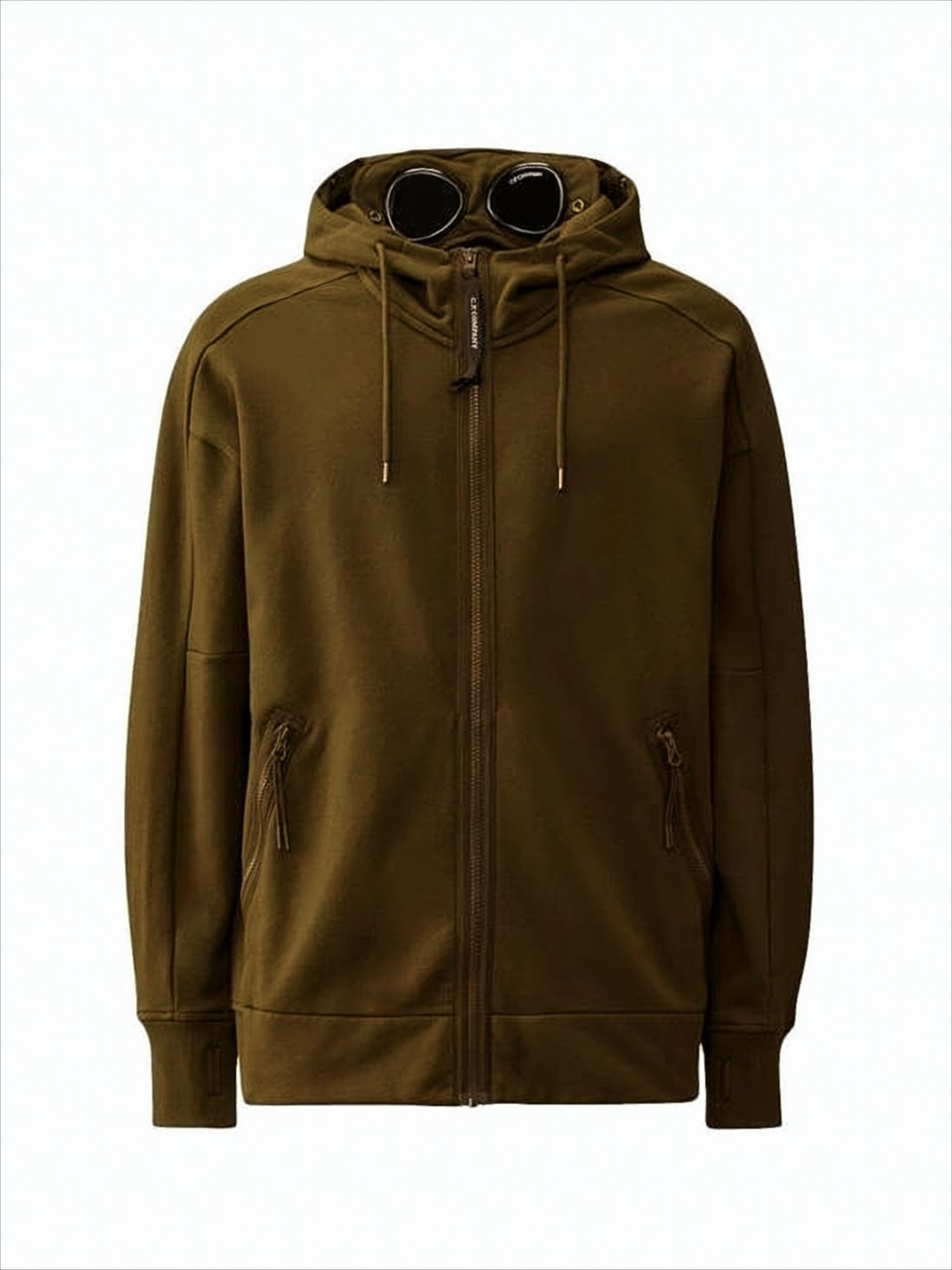 Utilitarian Full Zip Hoodie with Built-in Goggles