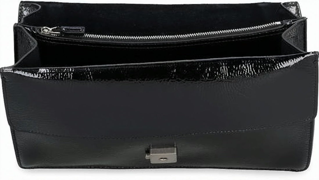 Rectangular Patent Leather Shoulder Bag