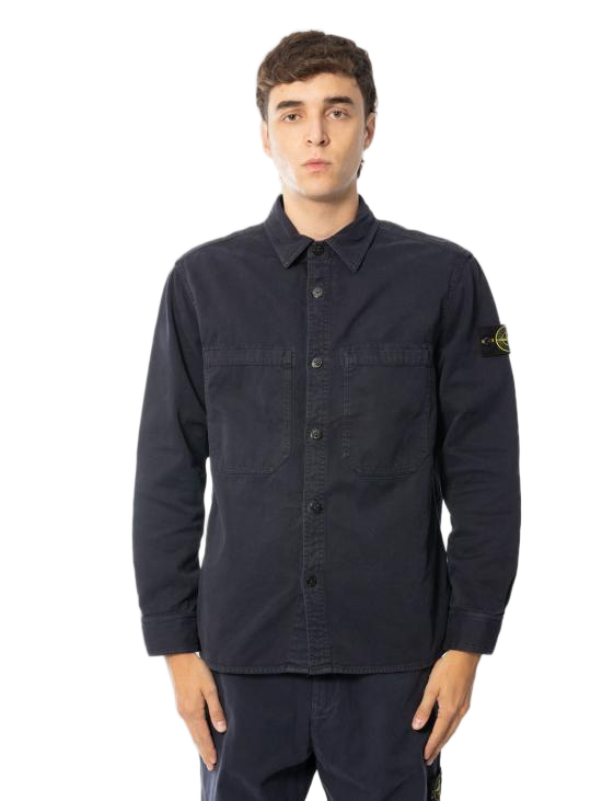 Black Long-Sleeve Button-Up Shirt with Chest Pockets
