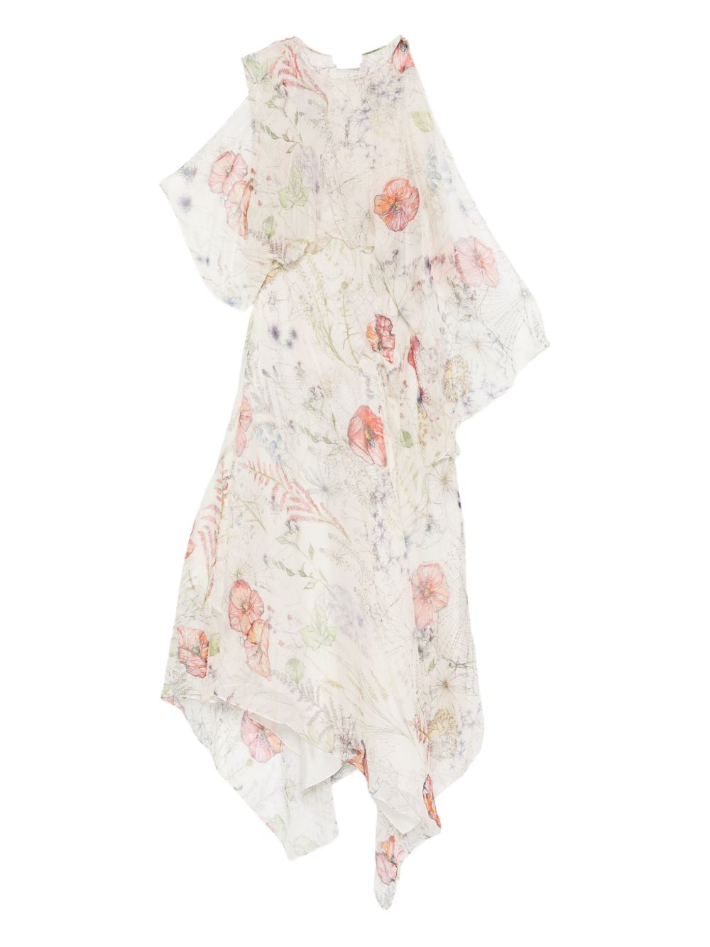 Asymmetrical Midi Dress with Applique Ruffles