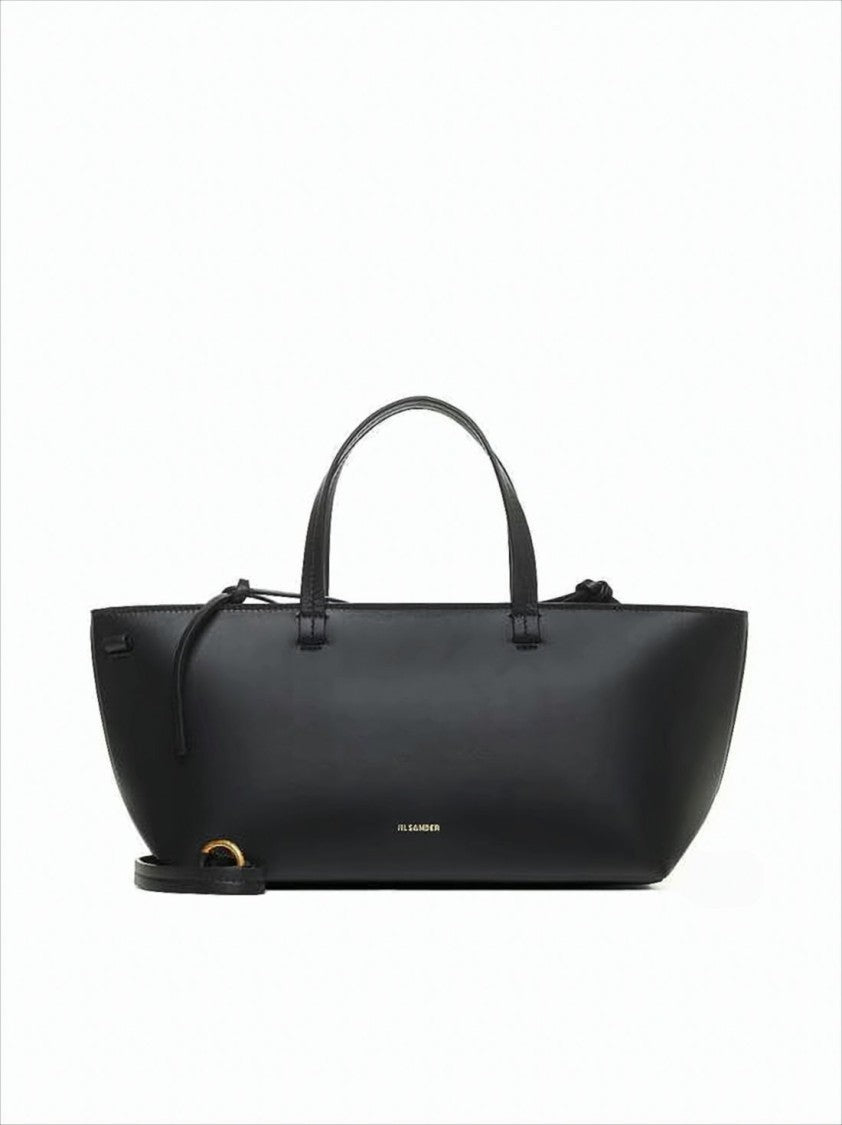 Structured Calf Leather Tote Bag with Zippered Compartment