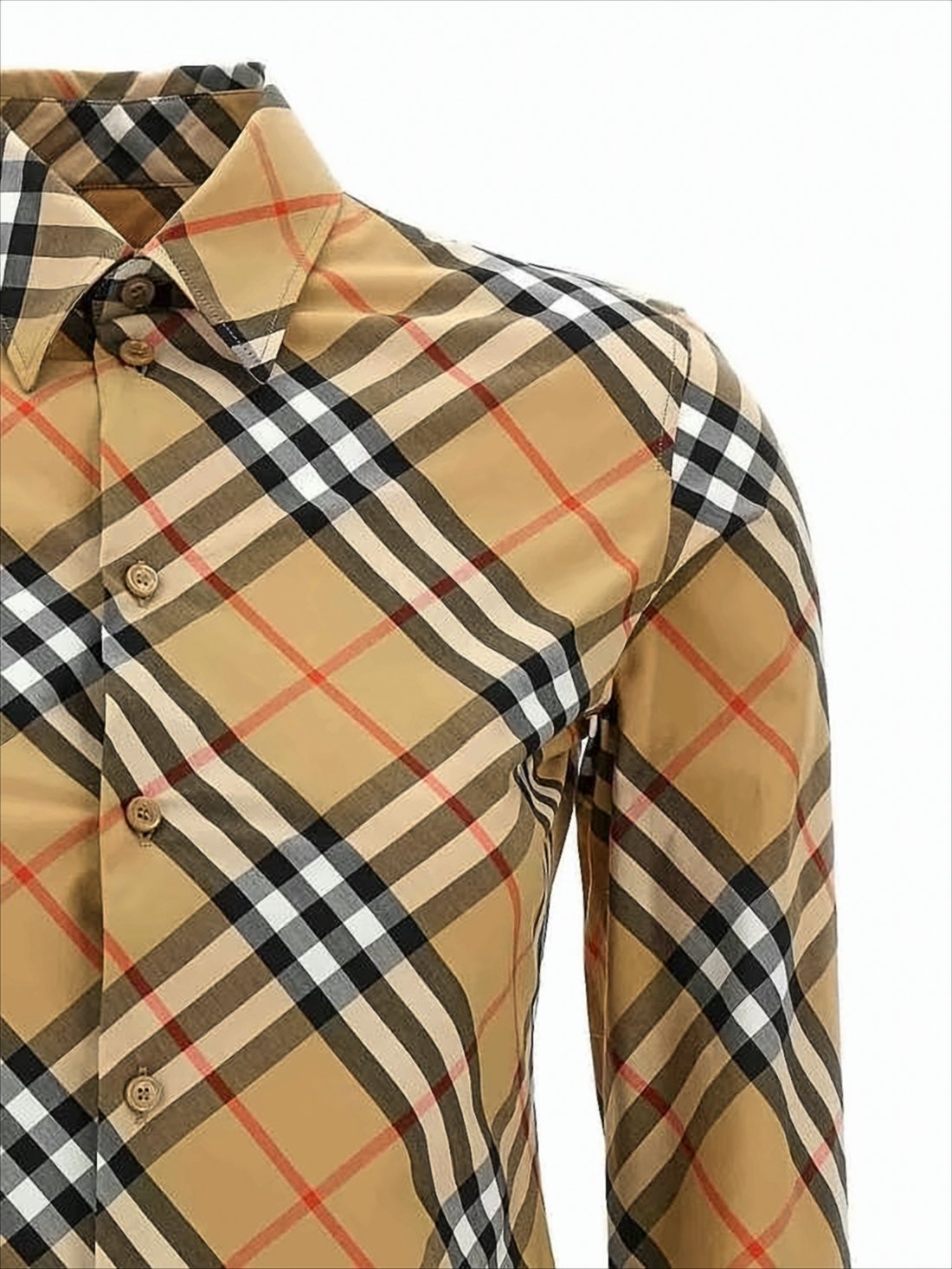 Fitted Long-Sleeve Shirt in Classic Check Pattern