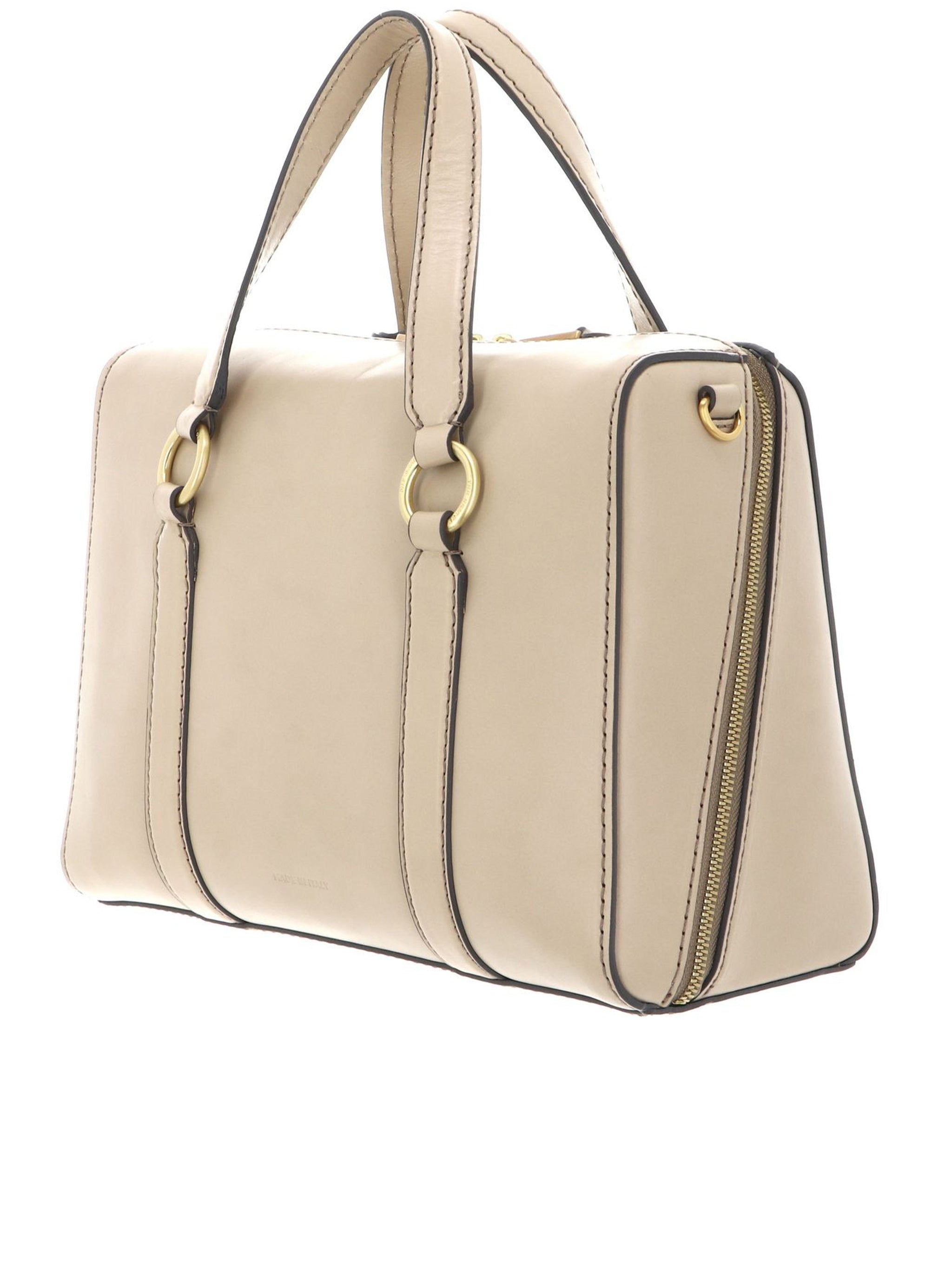 Black Handbag W/Shoulder Structured Leather Handbag