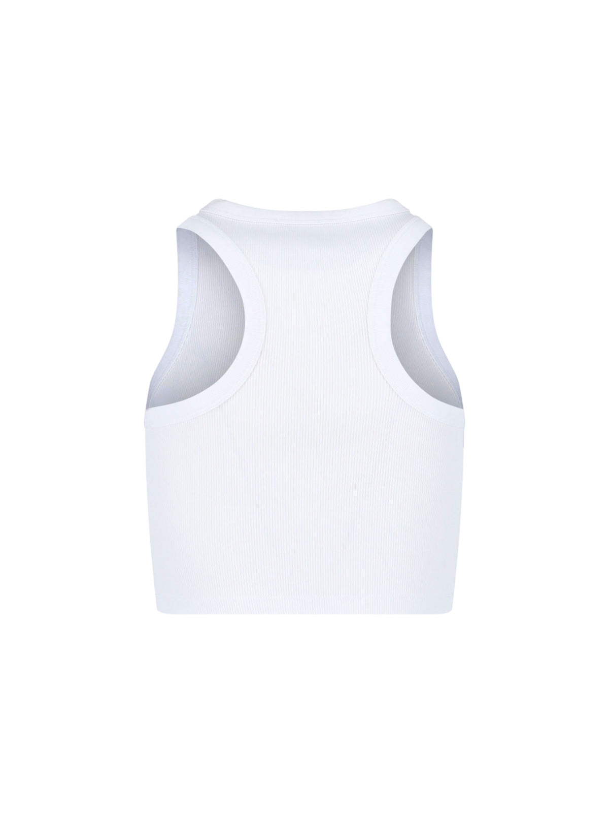 White Ribbed Stretch Cotton Tank Top
