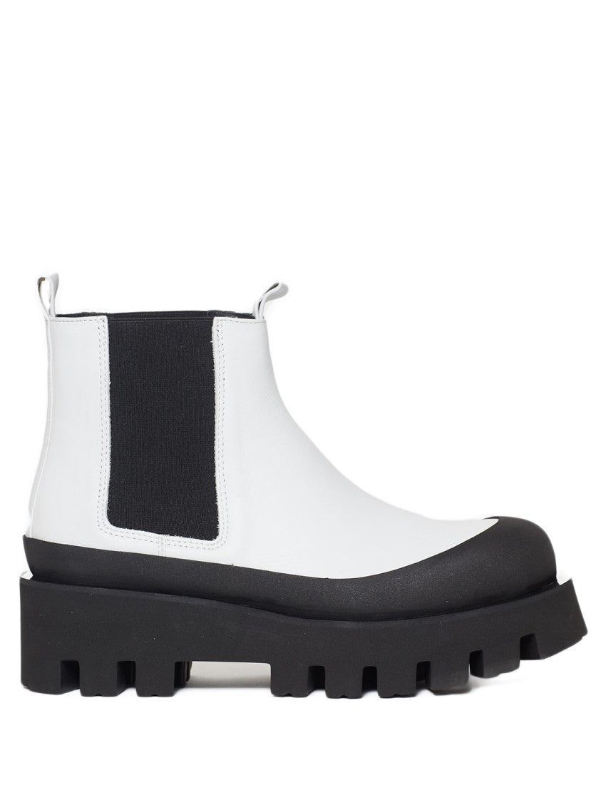 White Leather Chelsea Boots With Ultramodern Design