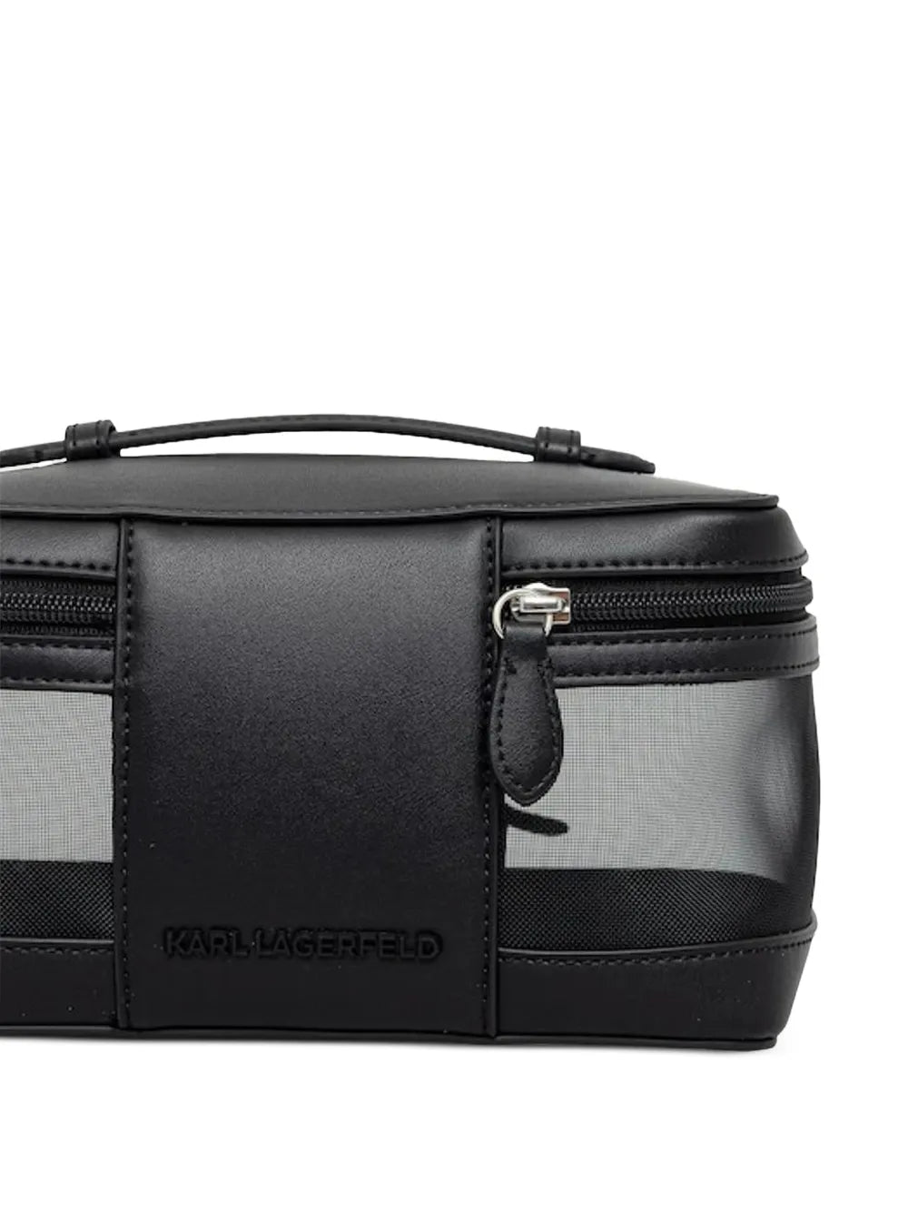 Rectangular Transparent Mesh Beauty Case with Signature Detail
