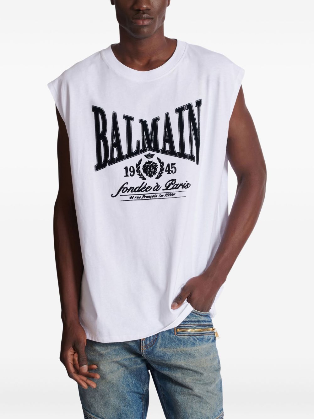 Sleeveless Silk and Nylon T-Shirt