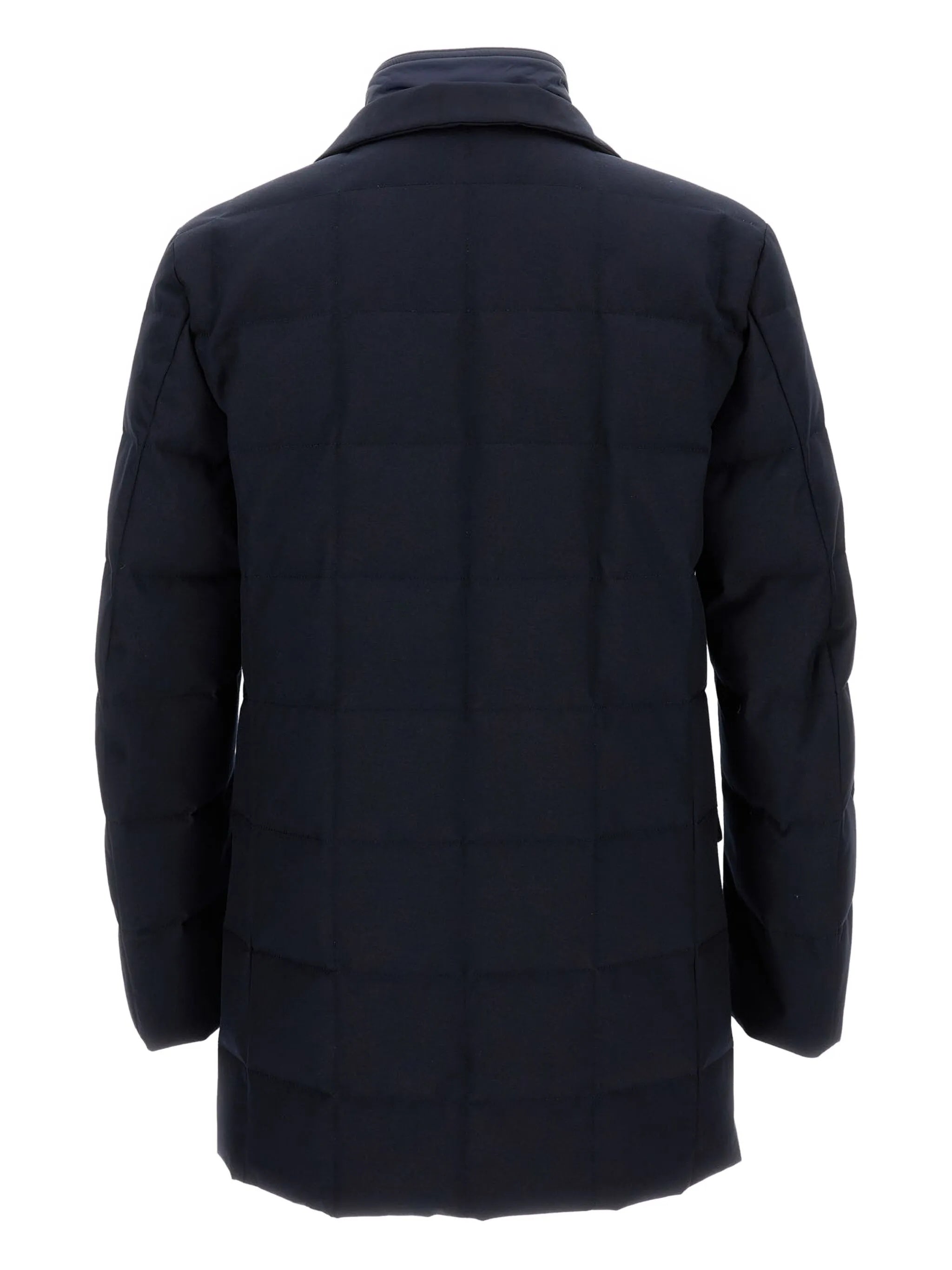 Double-Breasted Blue Padded Quilted Puffer Jacket