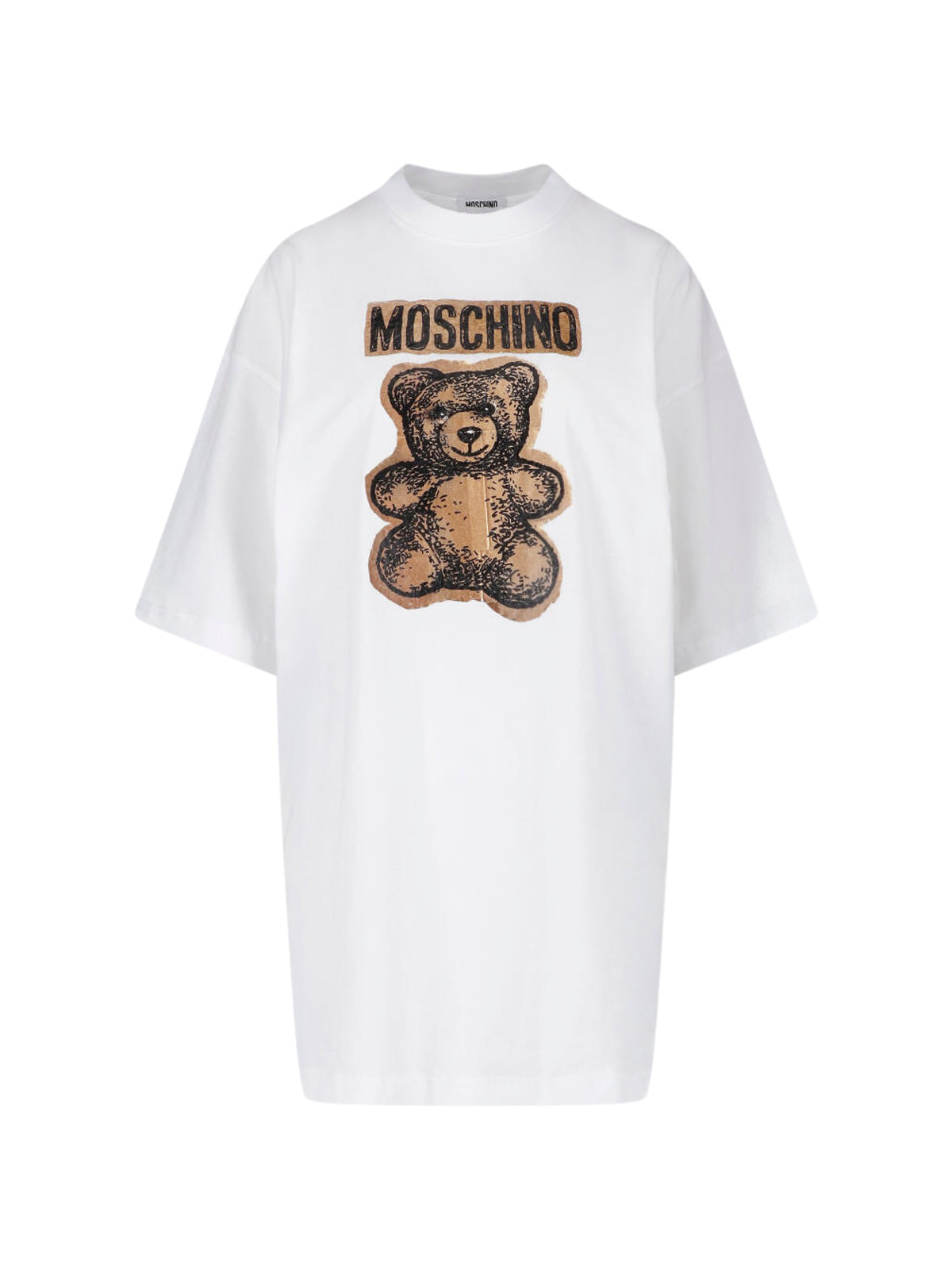 White Teddy Bear Logo Cotton Dress