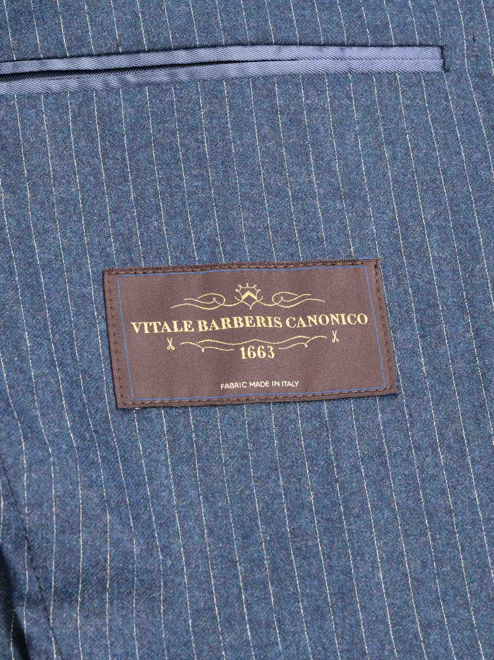 Pinstriped Blue Wool Suit With Tailored Blazer
