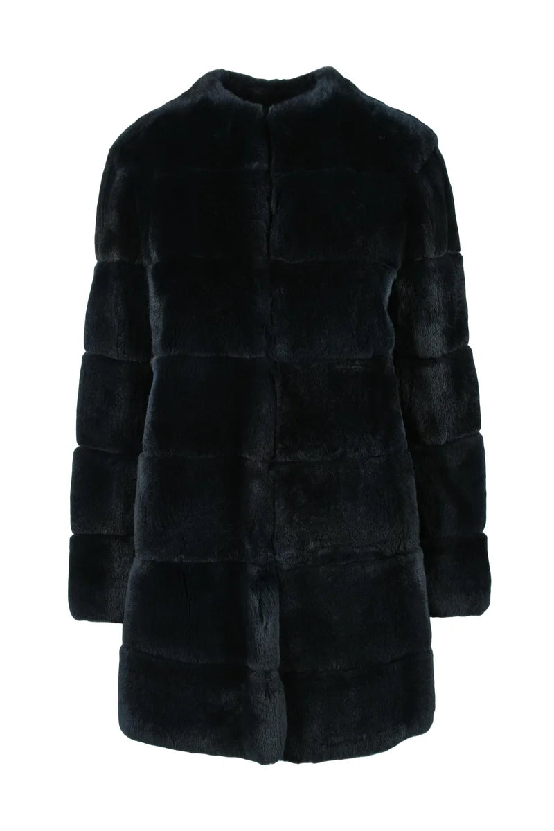 Rabbit Fur Coat - Midnight Blue