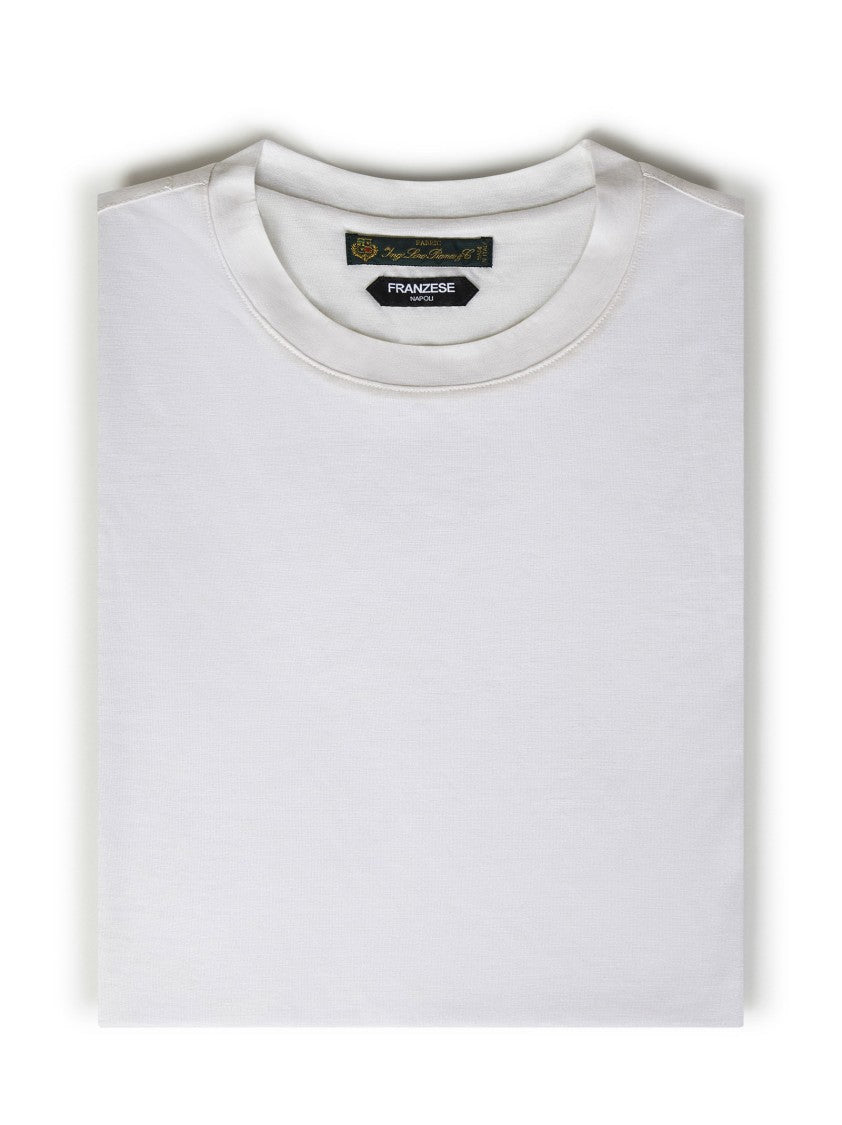 Biały T-shirt z Kaszmiru z Okrągłym Dekoltem