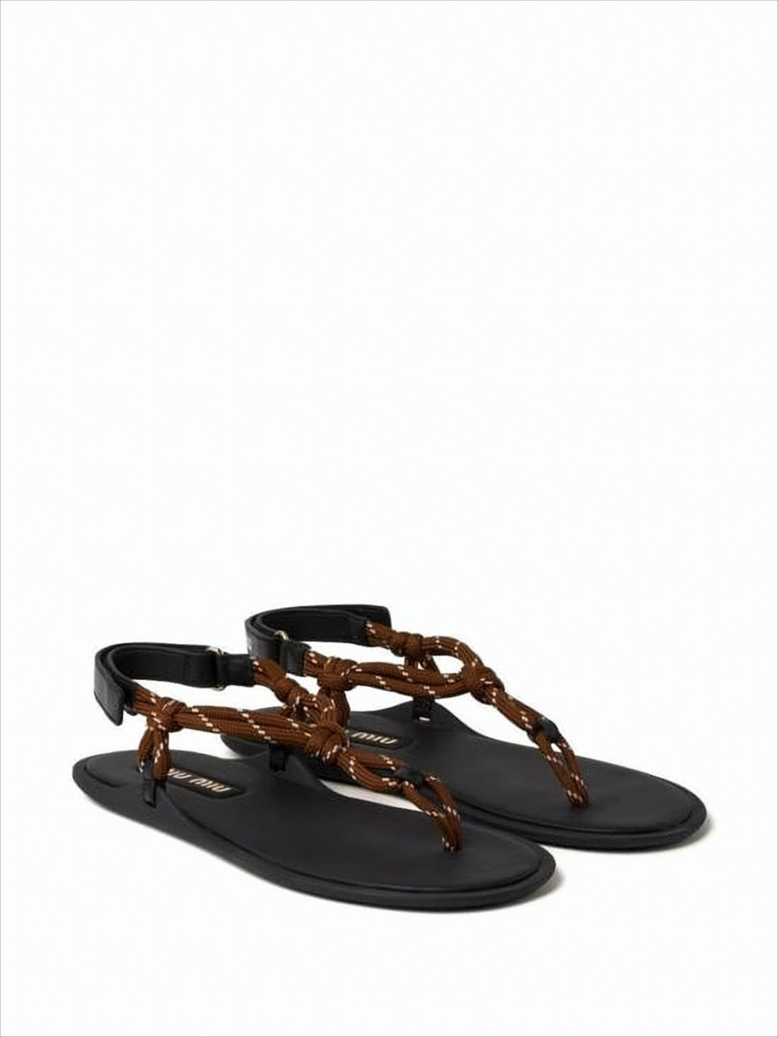 Thong-style Sandals with Rope-Like Straps and Logo Detail