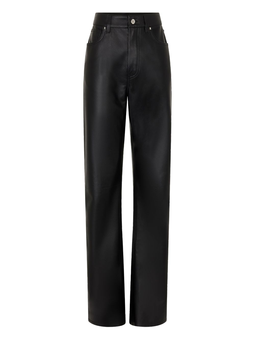 Flared Nappa Leather Trousers With High Waist