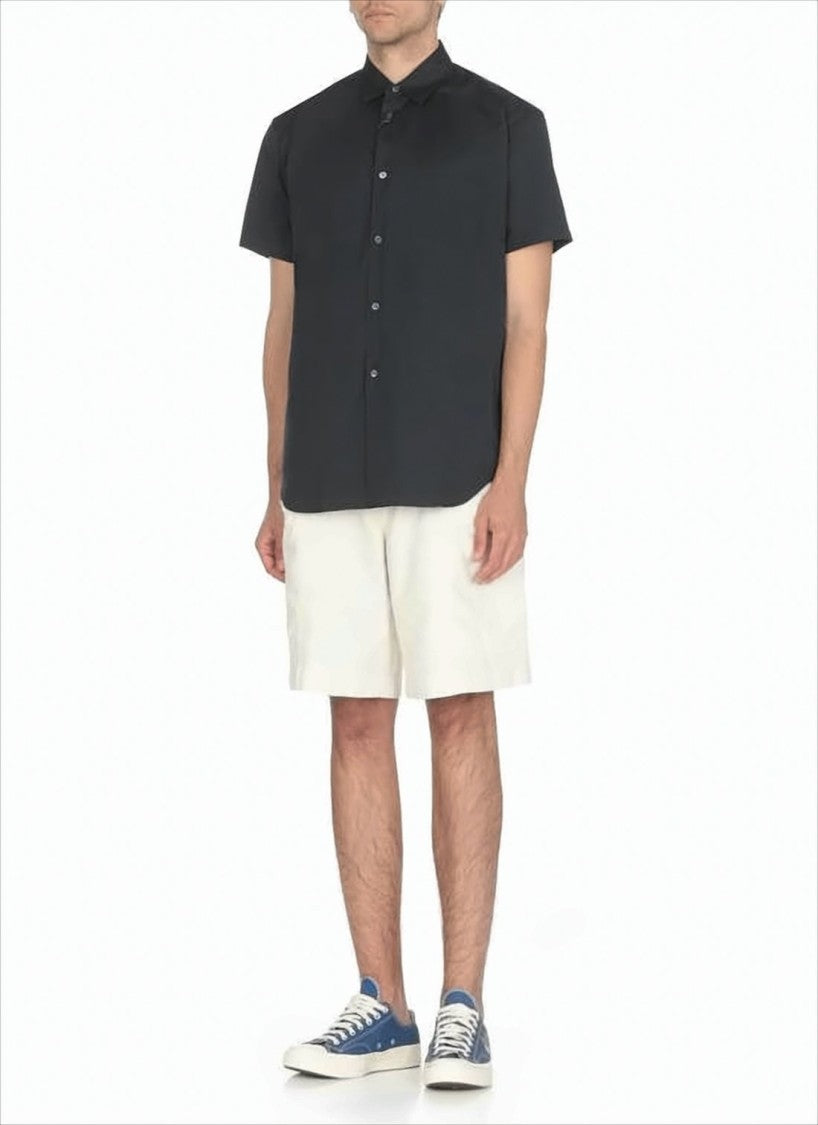 Short-Sleeve Cotton Shirt with Classic Collar